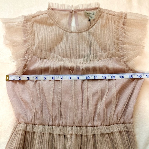 AllSaints pink sparkle Perri Dress size 6 NWT metallic nude pink tulle - Picture 8 of 9